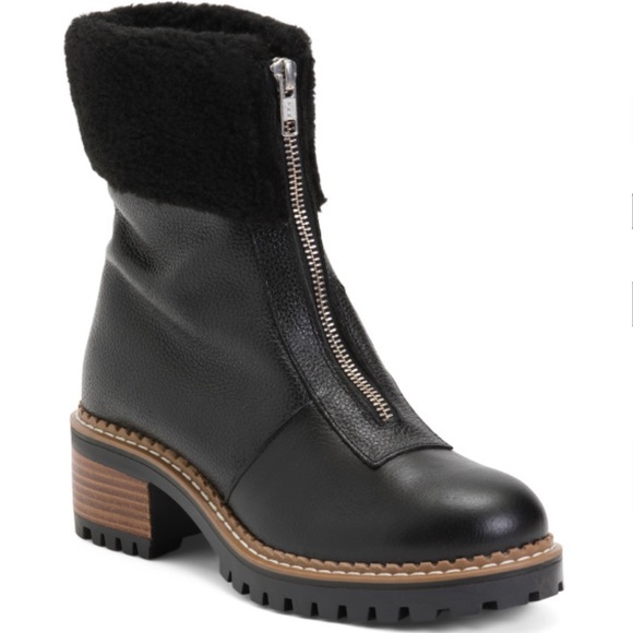 BERTUCHI Made In Spain Leather Front Zipper Booties With Fur,All Products : American Fashion Style Bags On Sale